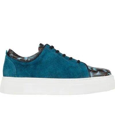 Embassy London Usa Camila - Blue & Blue Flowers - Womens Designer Sneakers