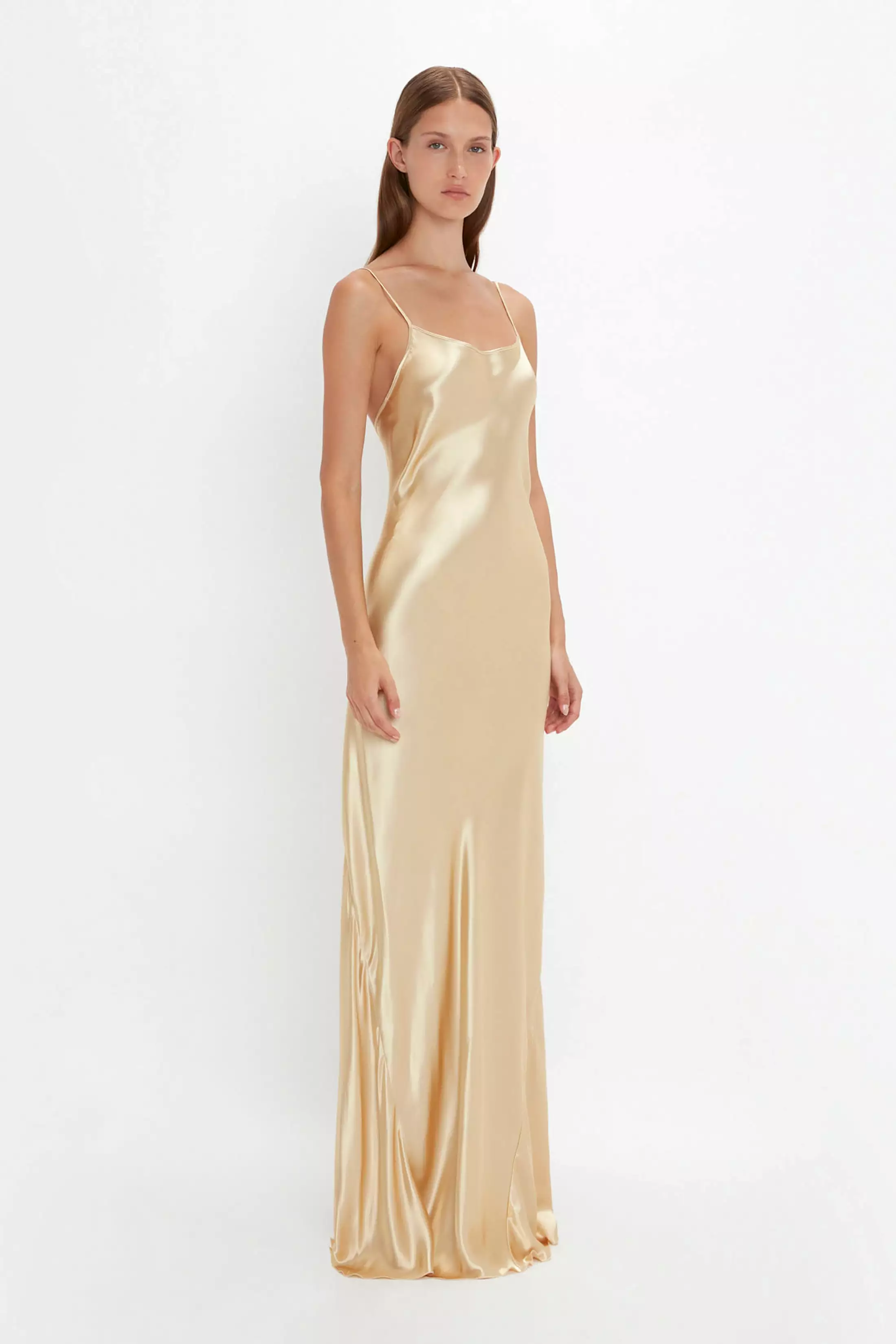 Exclusive Floor-Length Cami Dress In Gold