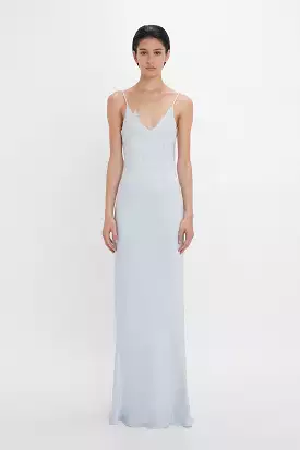 Exclusive Lace Detail Floor-Length Cami Dress In Ice