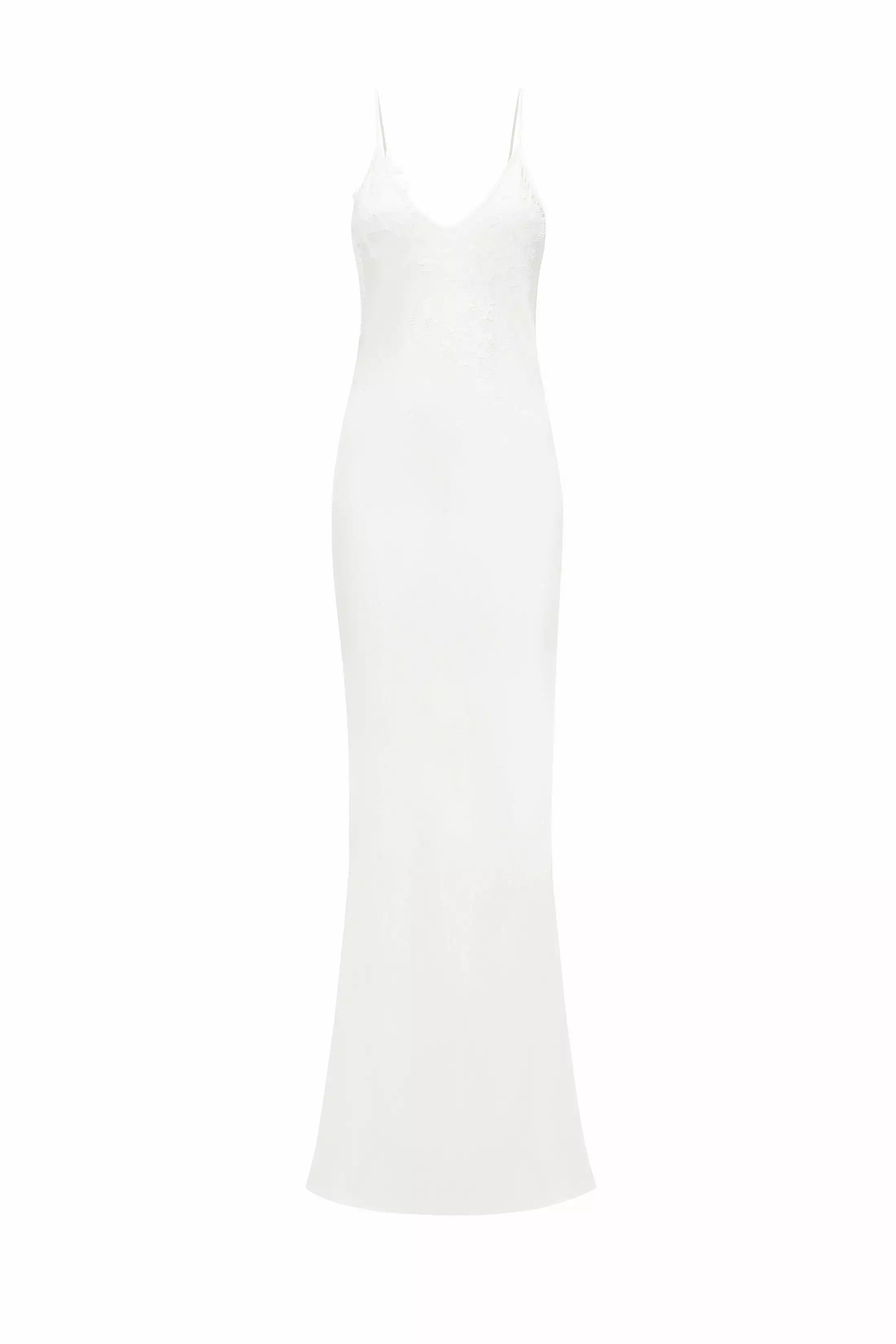 Exclusive Lace Detail Floor-Length Cami Dress In Ivory