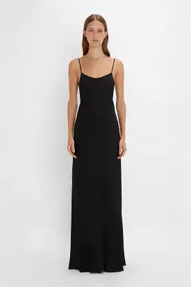 Floor-Length Cami Dress In Black