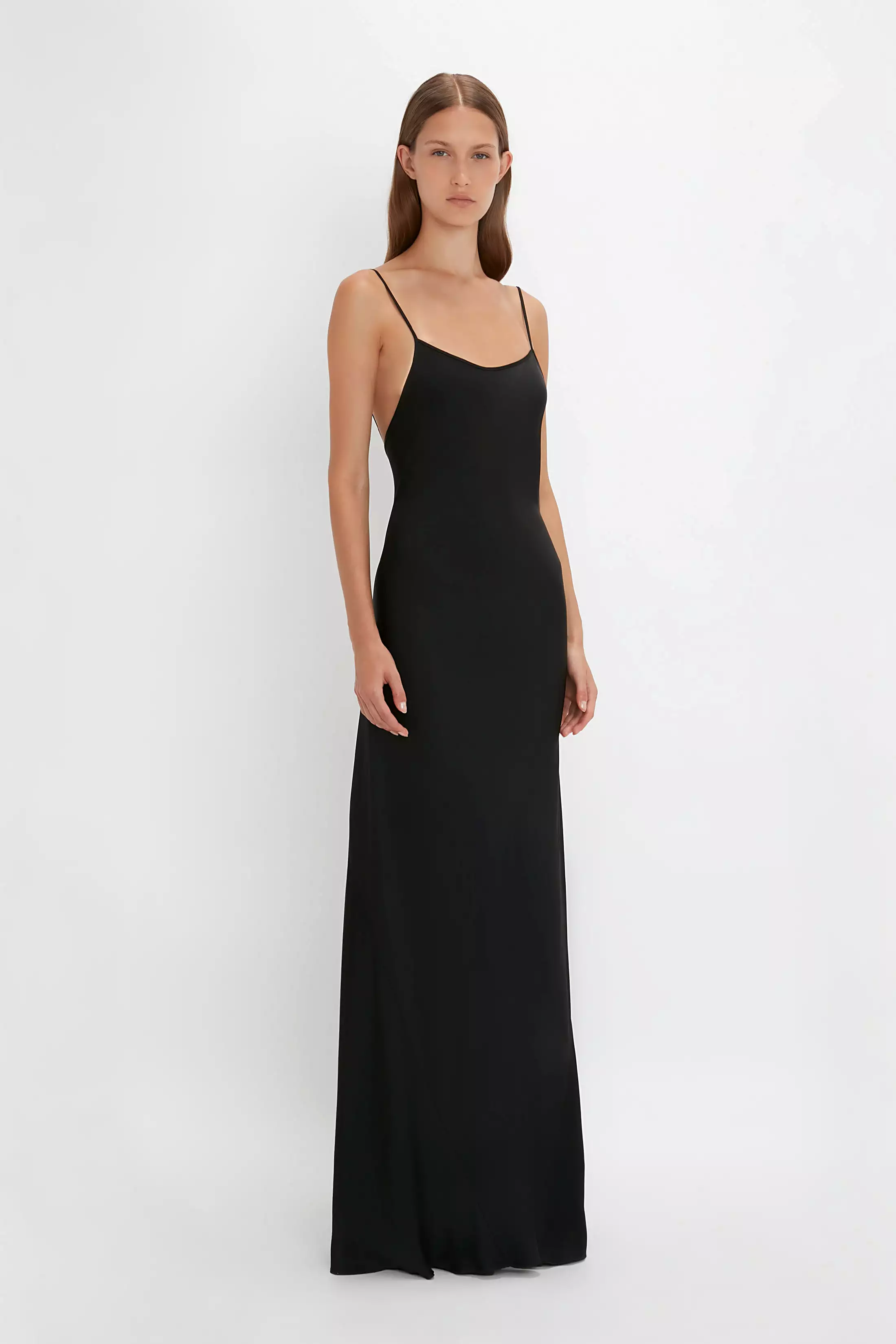 Floor-Length Cami Dress In Black