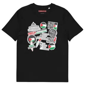 Free Palestine Stickers Unisex Organic Cotton T-shirt