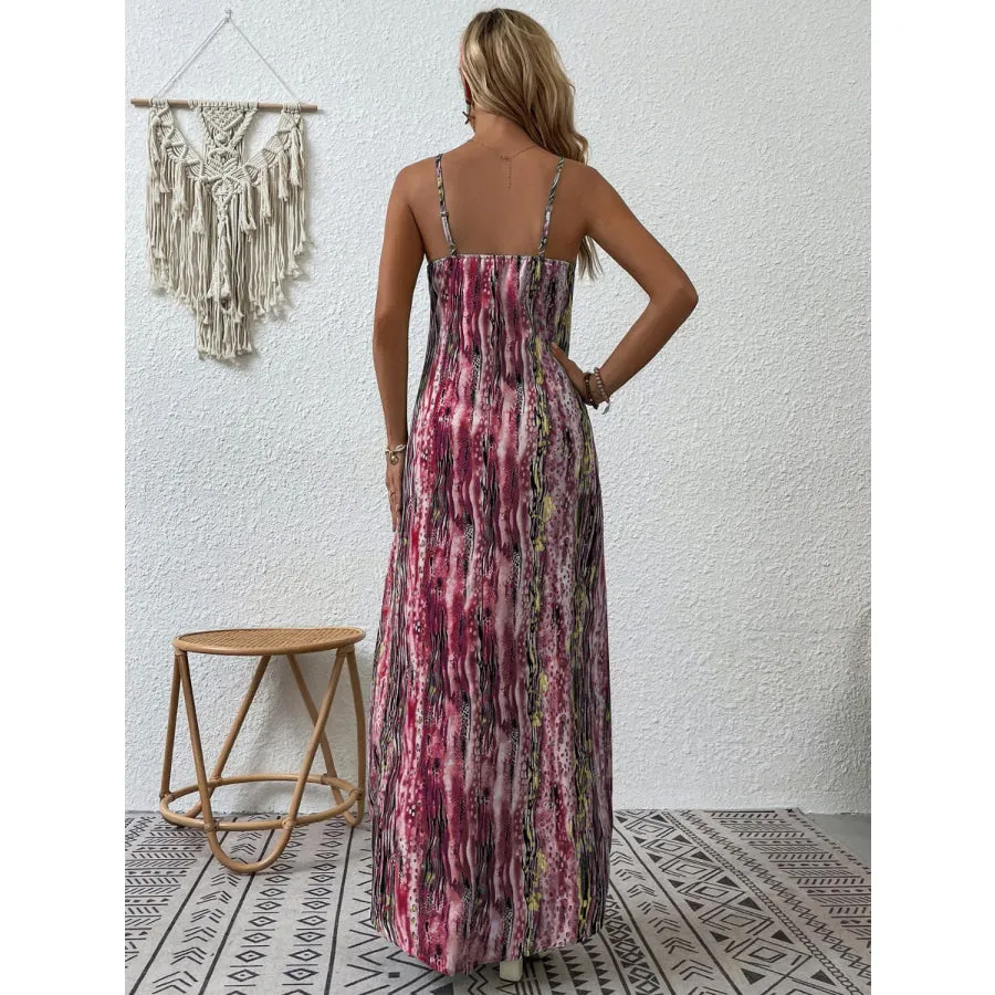 Full Size Printed Scoop Neck Maxi Cami Dress