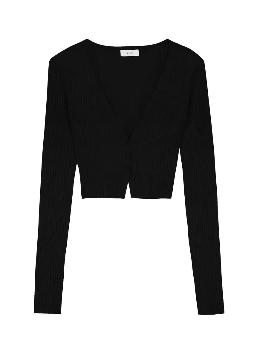 Hallie Rib Knit Cardigan - Black