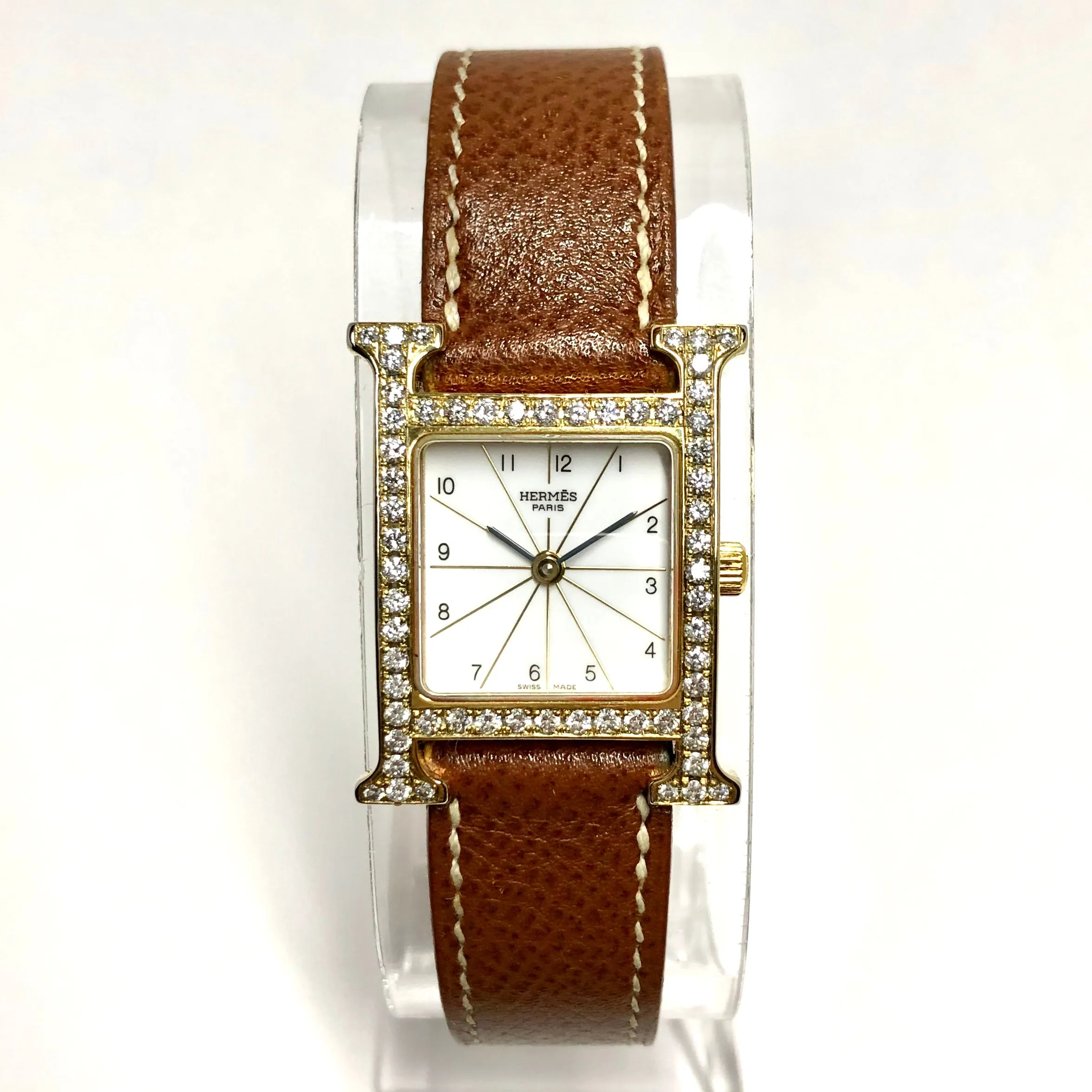 HERMS HEURE H Quartz 25mm Two Tone 0.91TCW DIAMOND Watch