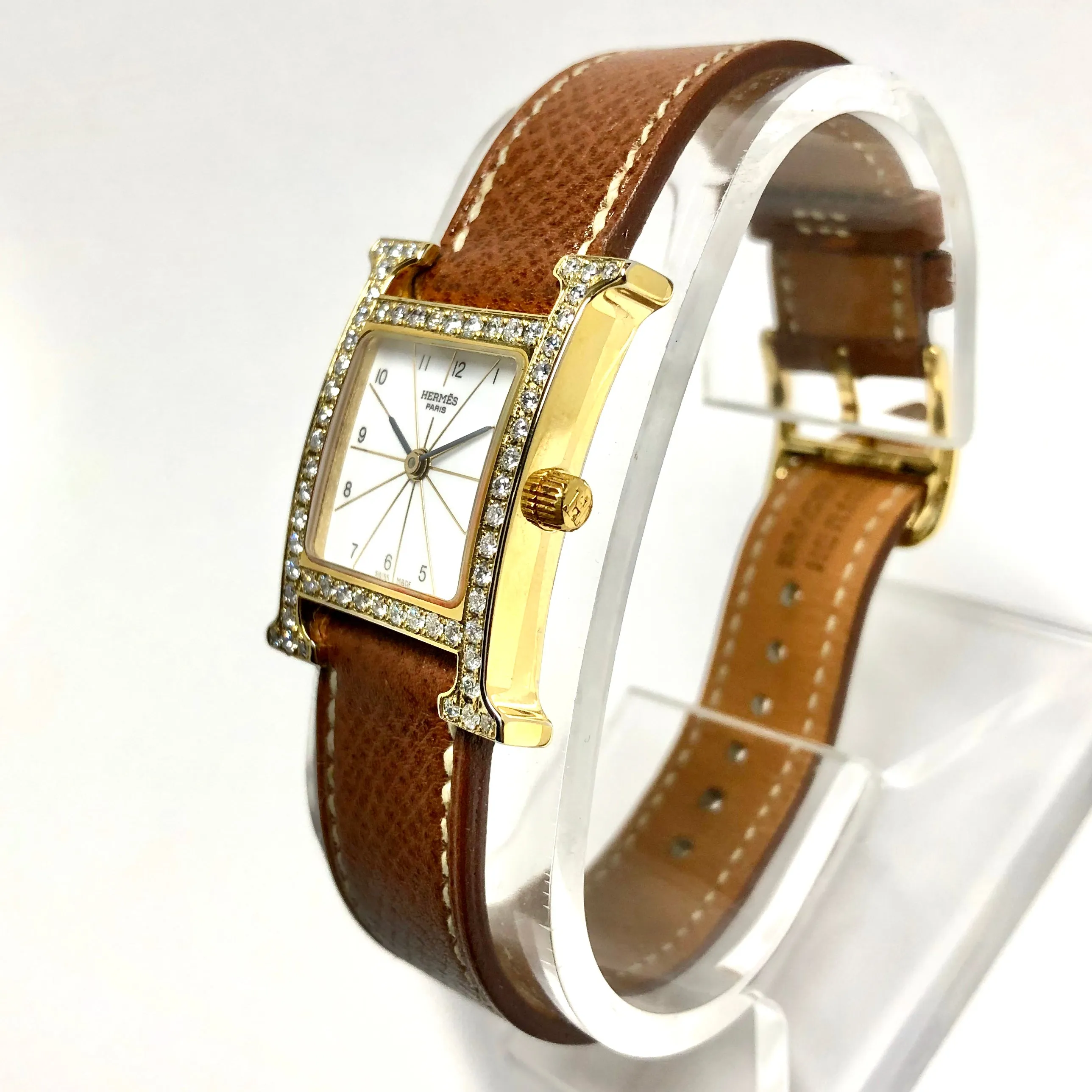 HERMS HEURE H Quartz 25mm Two Tone 0.91TCW DIAMOND Watch