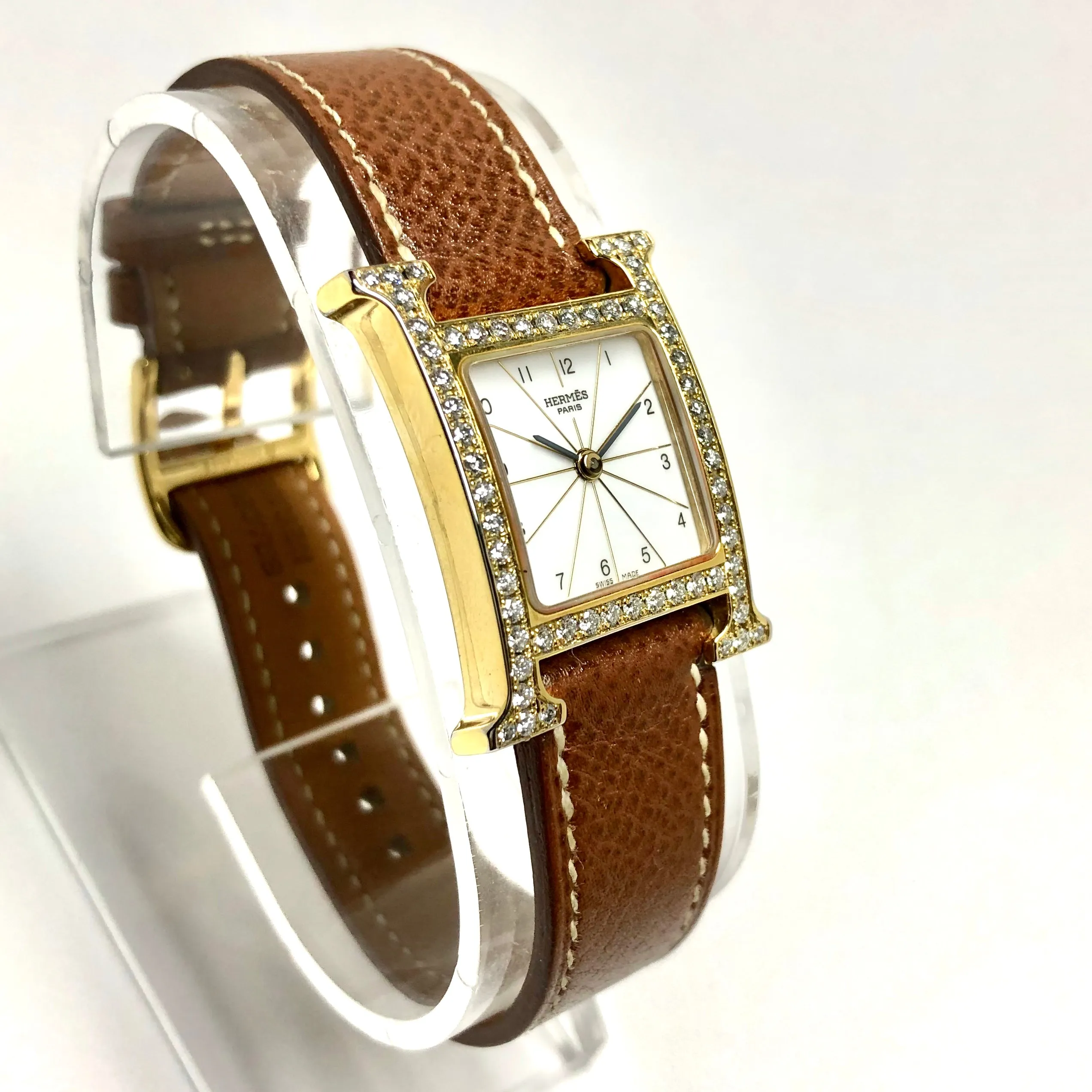 HERMS HEURE H Quartz 25mm Two Tone 0.91TCW DIAMOND Watch