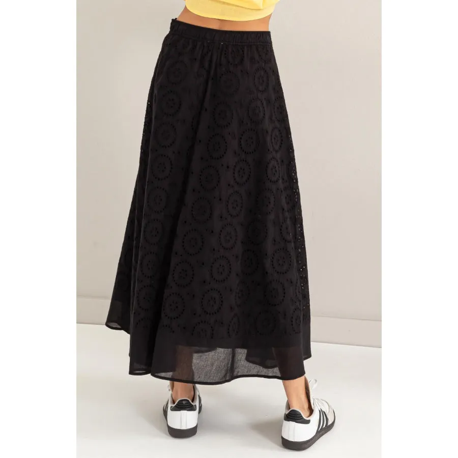 HYFVE Eyelet High-Waist Midi Skirt