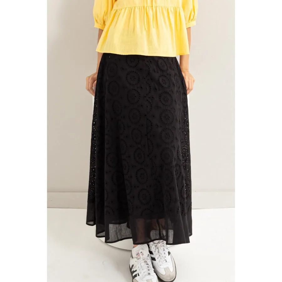 HYFVE Eyelet High-Waist Midi Skirt