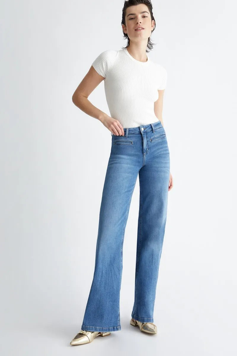 Jeans flare bottom up donna Denim