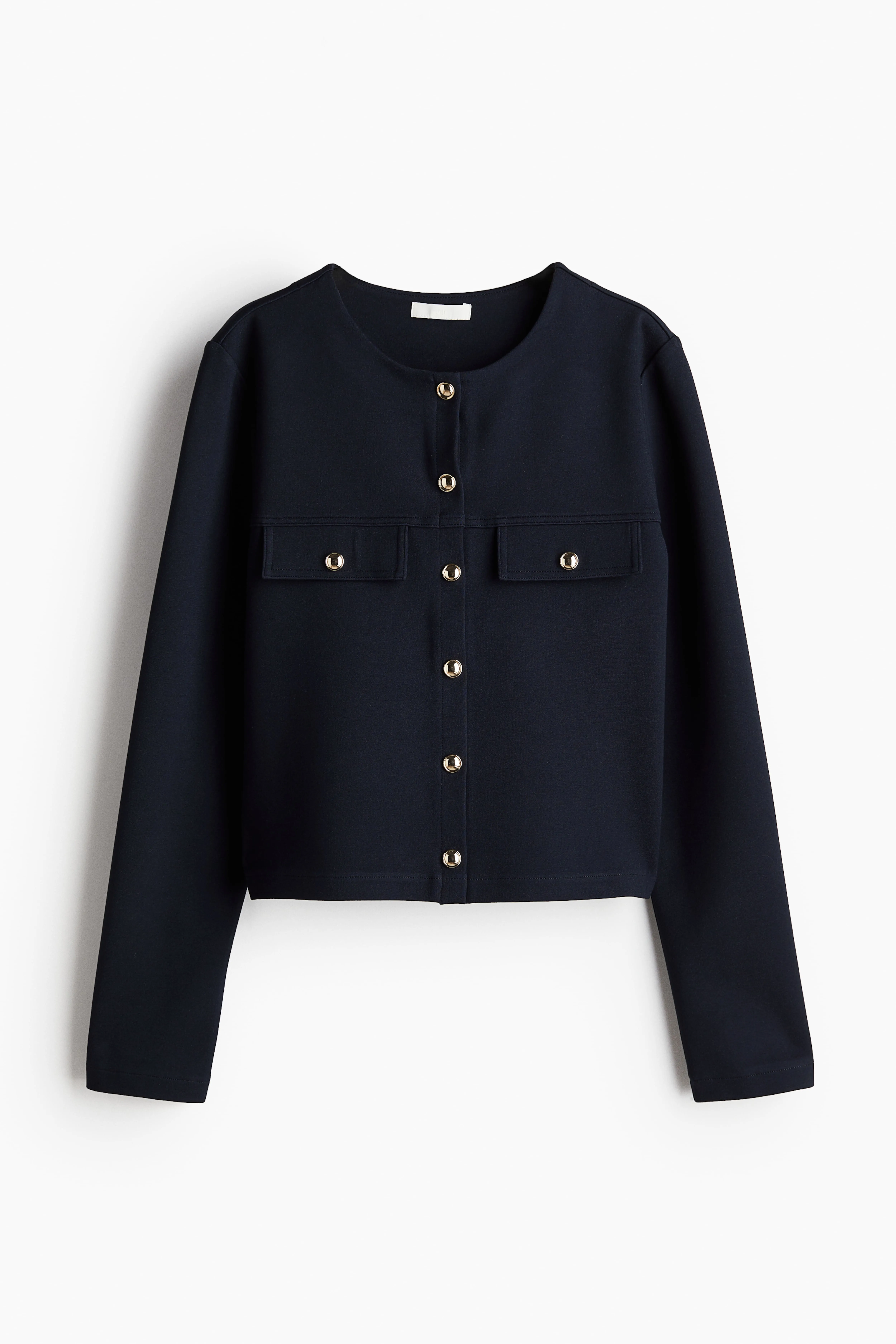 Jersey cardigan - Round neck - Long sleeve - Navy blue - Ladies | H&M GB