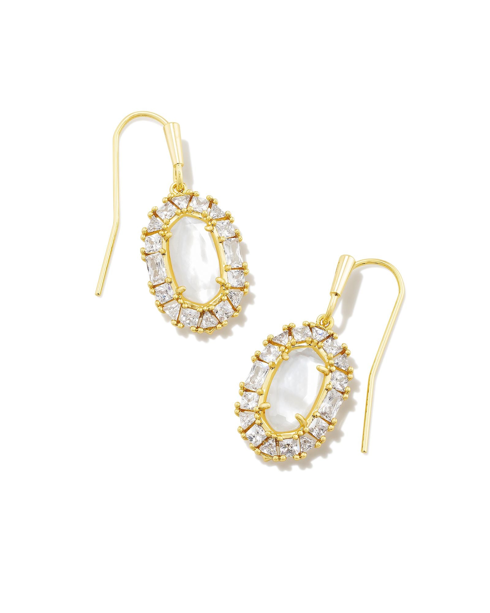 Kendra Scott Lee Gold Crystal Frame Drop Earrings