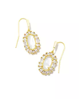 Kendra Scott Lee Gold Crystal Frame Drop Earrings