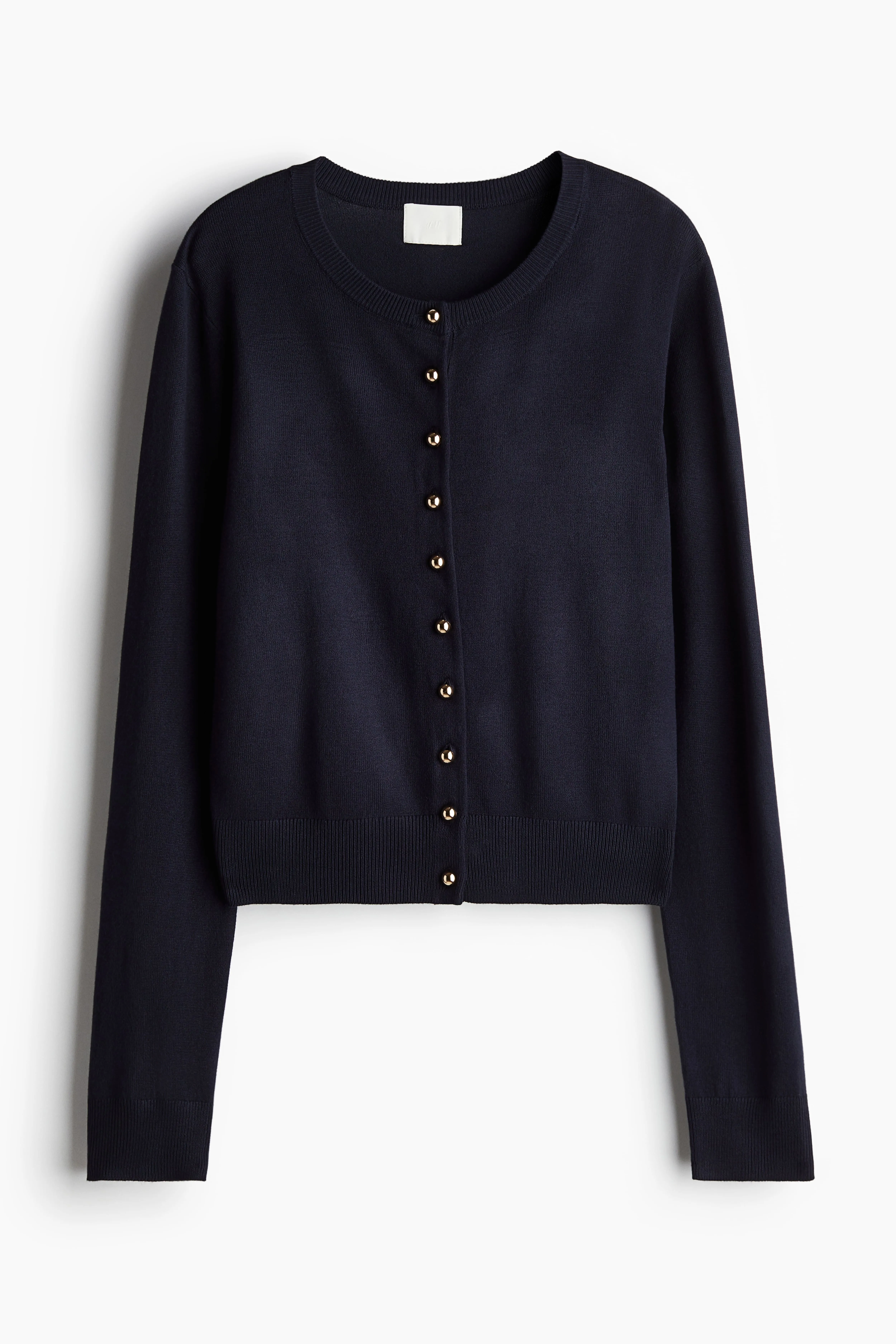 Knitted cardigan - Round neck - Long sleeve - Navy blue - Ladies | H&M GB