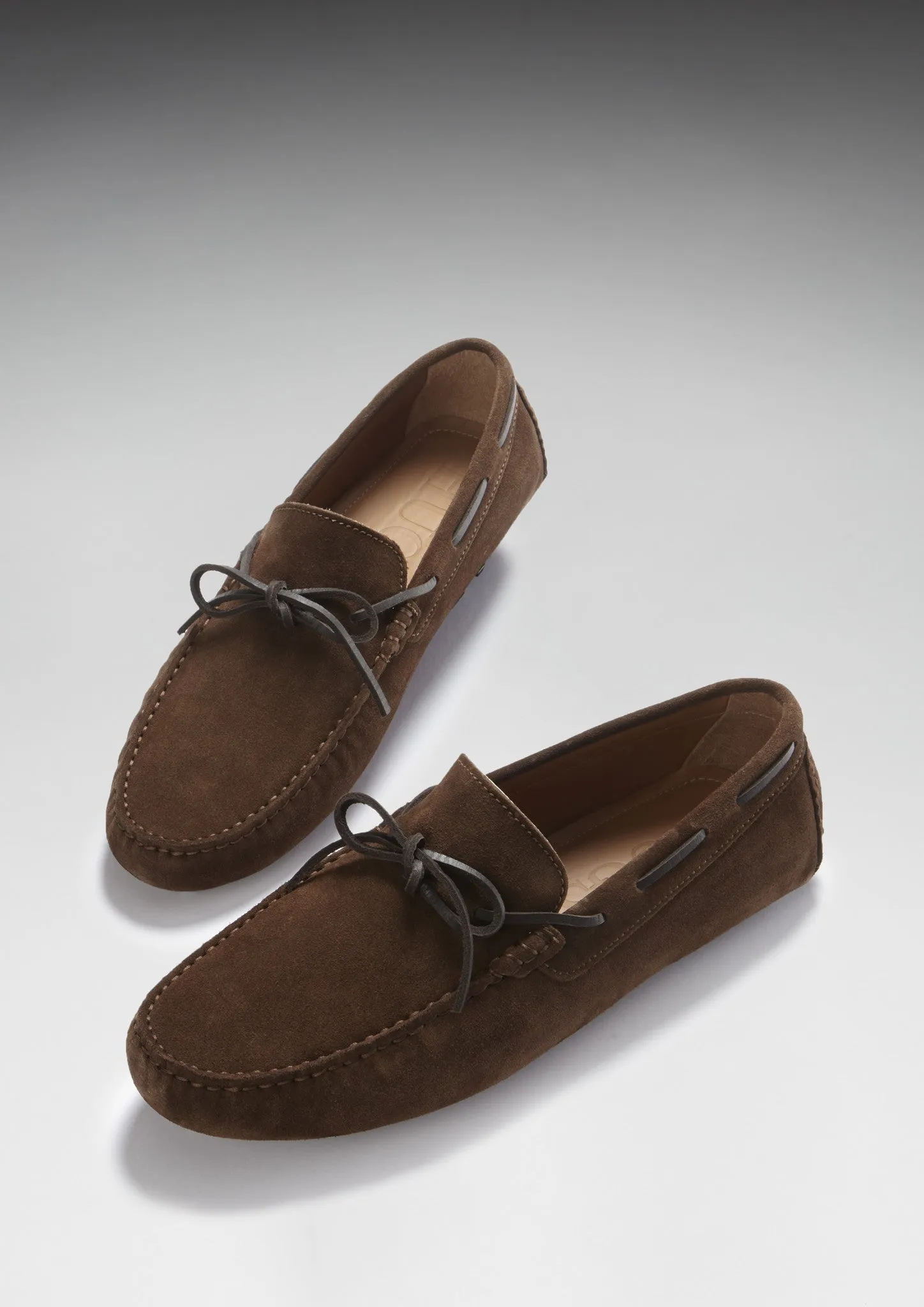 Laced Driving Loafers, brown suede