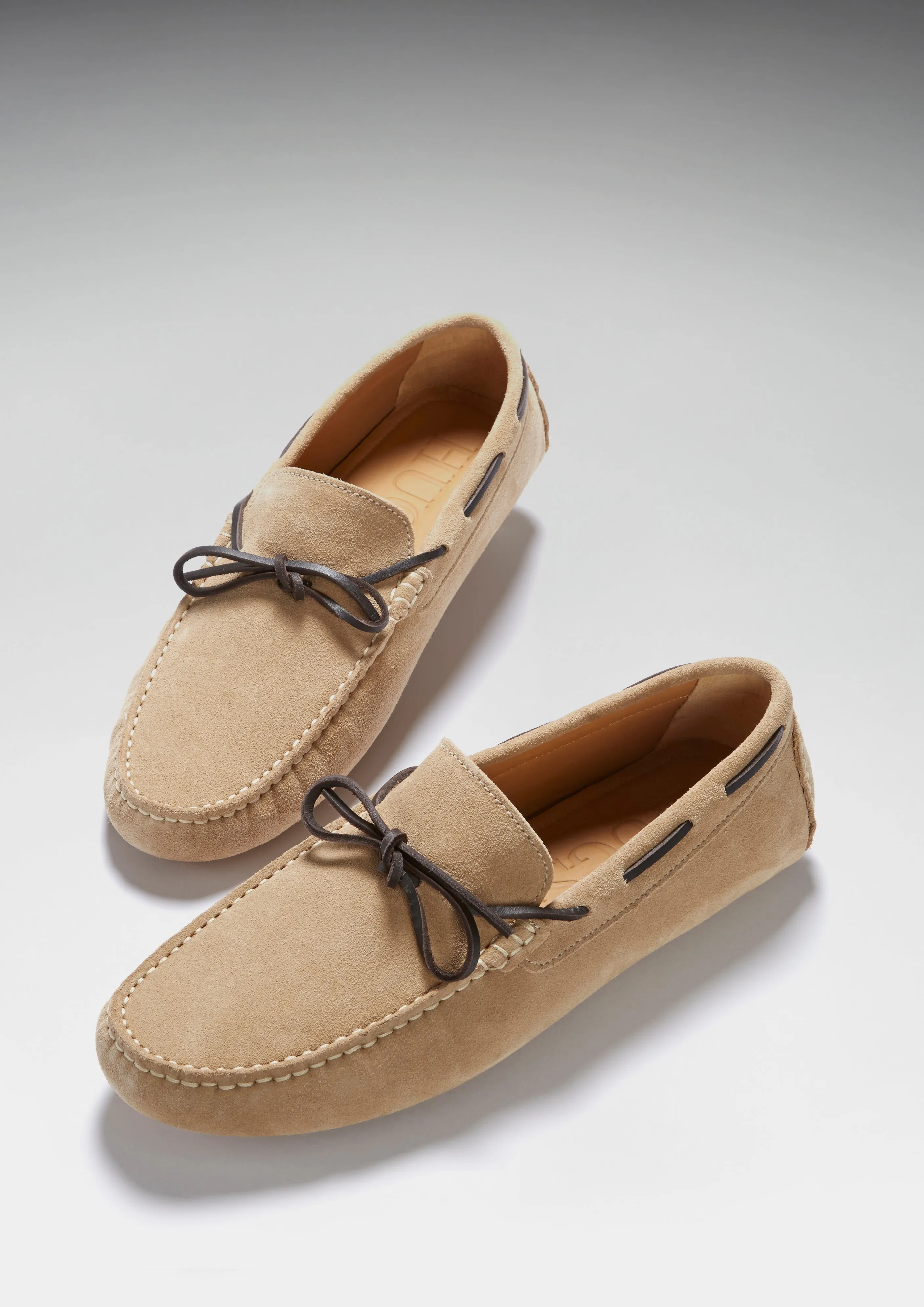 Laced Driving Loafers, taupe suede