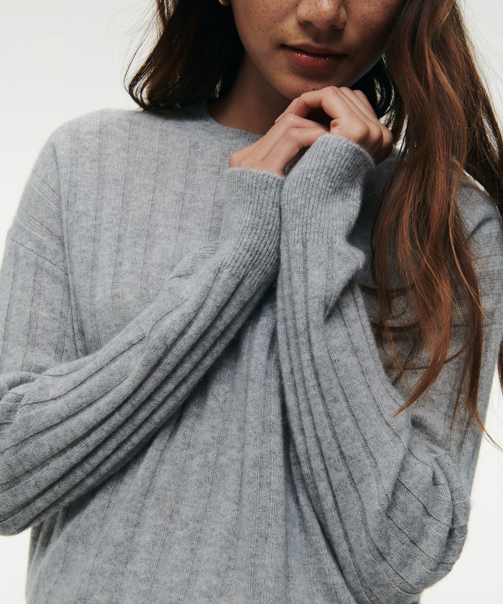 Lightweight Cashmere Ribbed Cropped Sweater