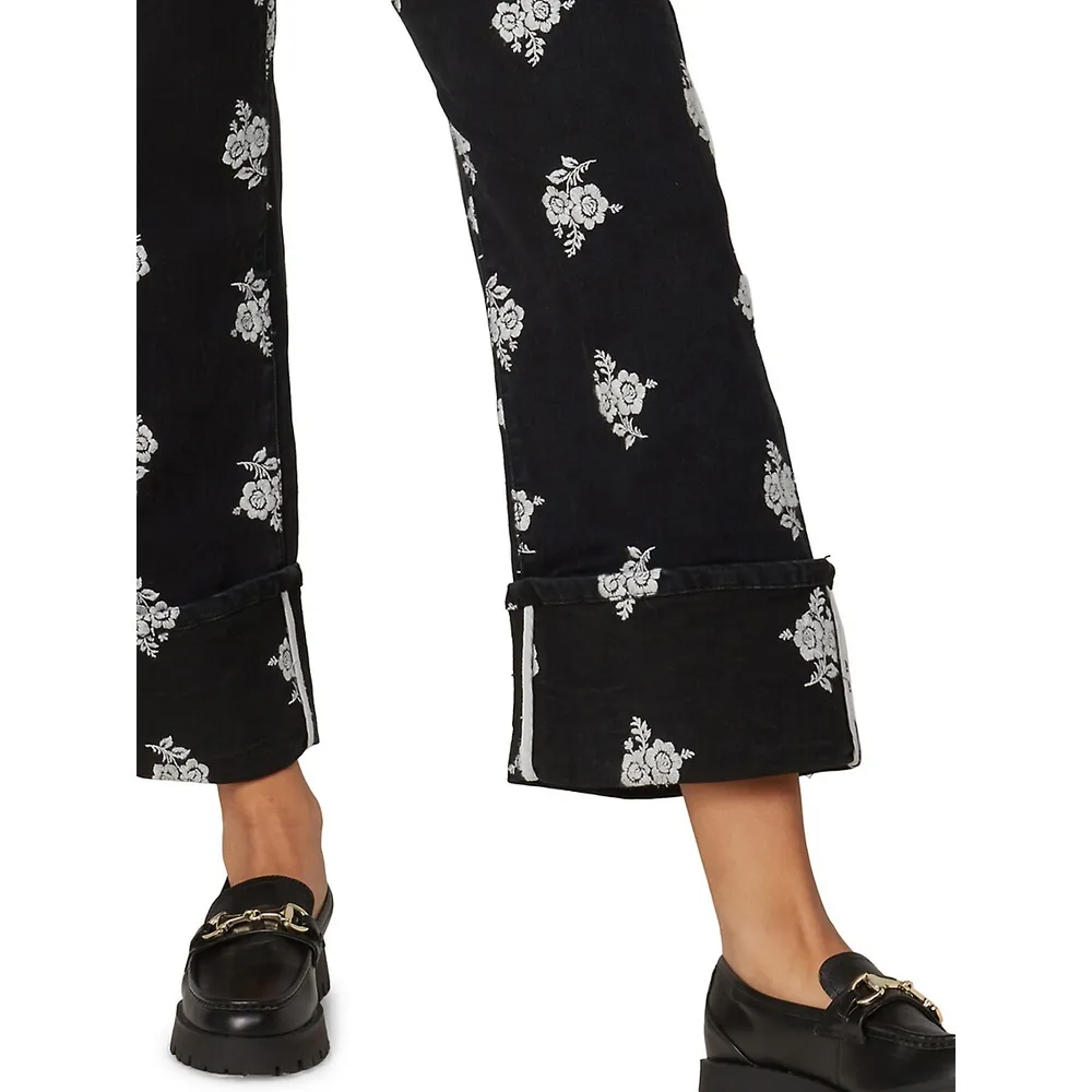 Lola Jeans Colette Embroidered High-Rise Denim Culottes