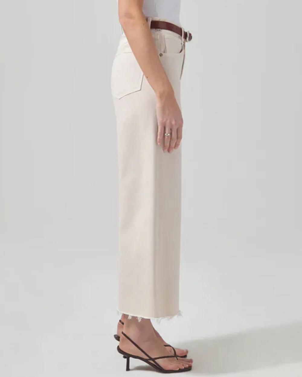 Lyra Wide Leg Crop Jean in Almondette