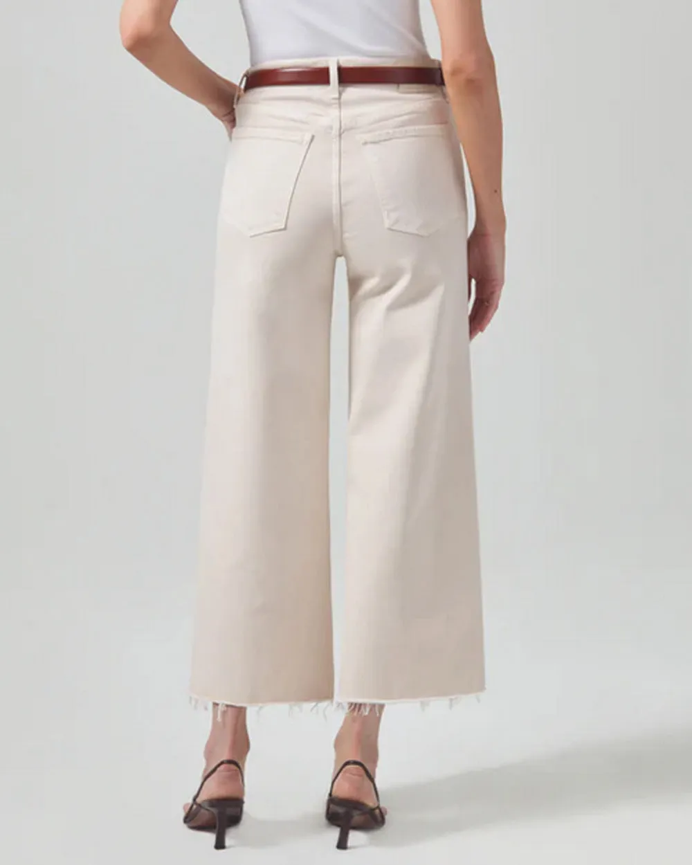 Lyra Wide Leg Crop Jean in Almondette