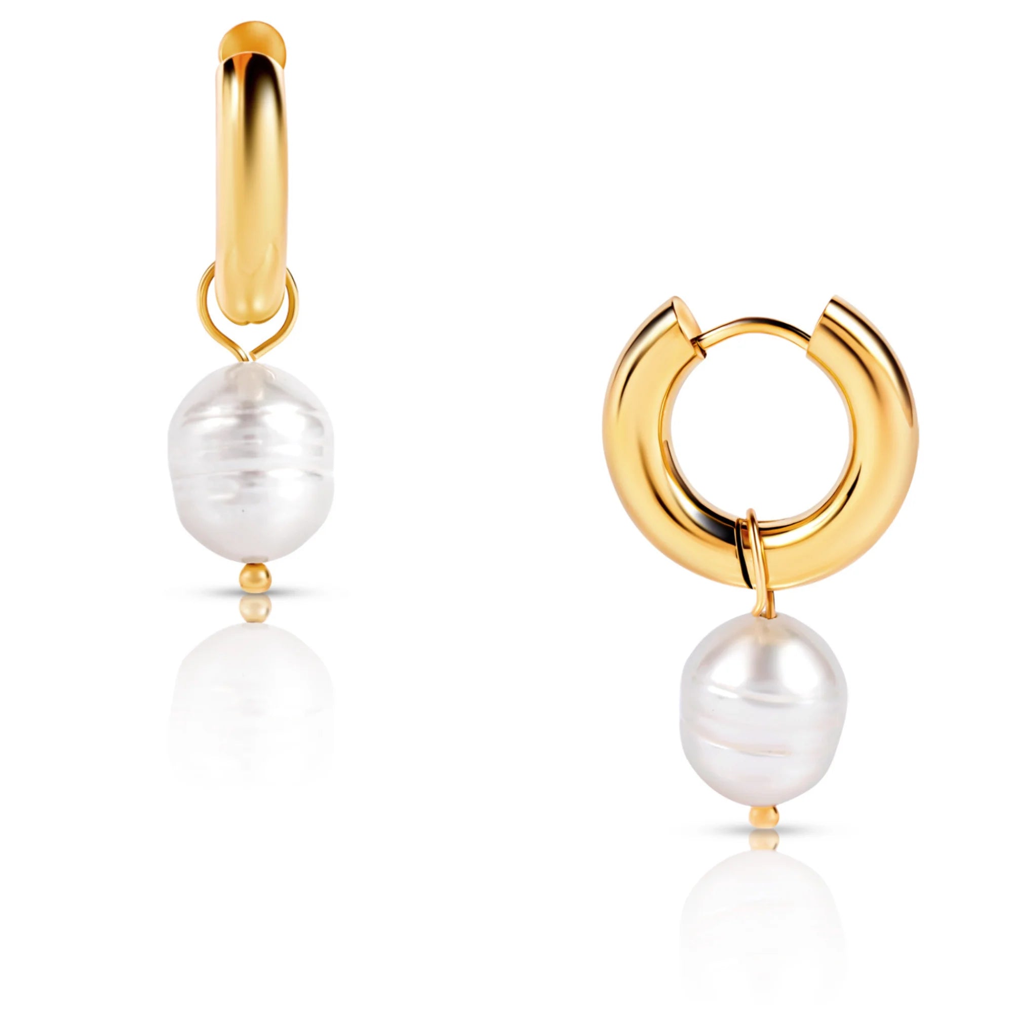 Melrose Mini Hoop Pearl Gold Earrings