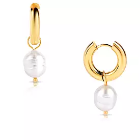 Melrose Mini Hoop Pearl Gold Earrings