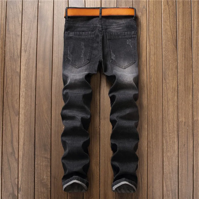 Men's American Fashion Solid Badge Versatile Straight Leg Pants