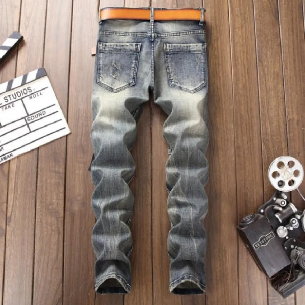 Men's American Fashion Solid Badge Versatile Straight Leg Pants