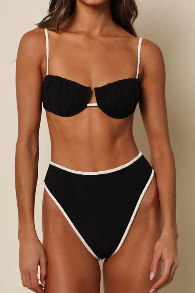 Montce - Petal Bikini Top - Black (Cream Binded) Terry Rib