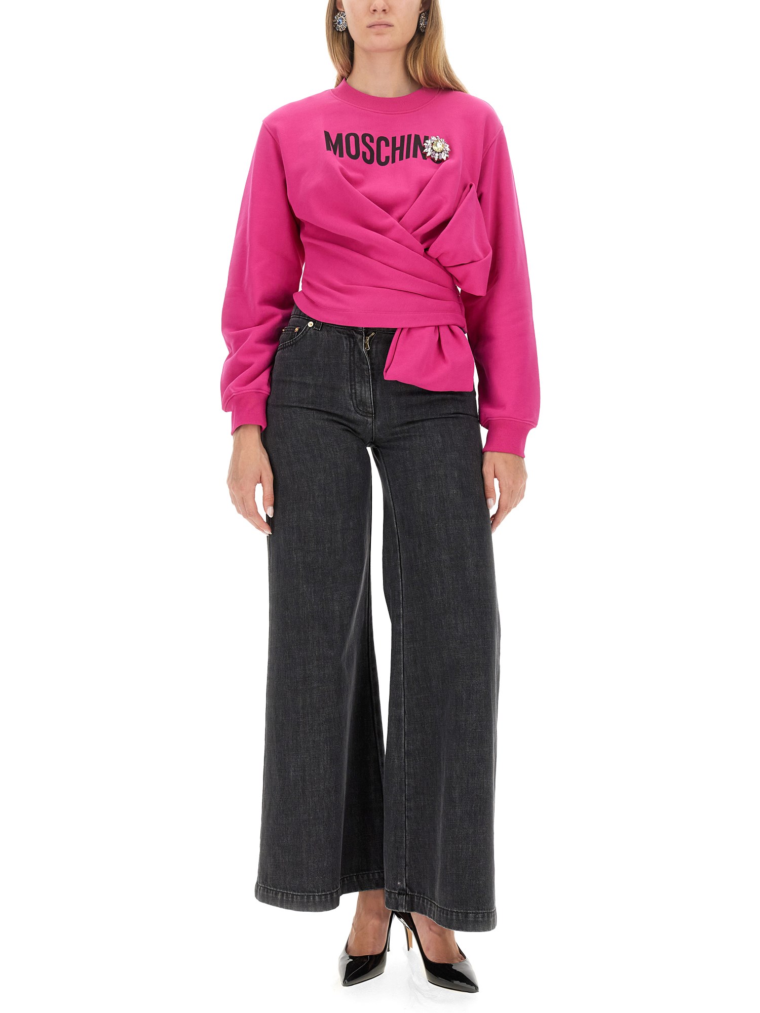 MOSCHINO    WIDE LEG COTTON DENIM JEANS