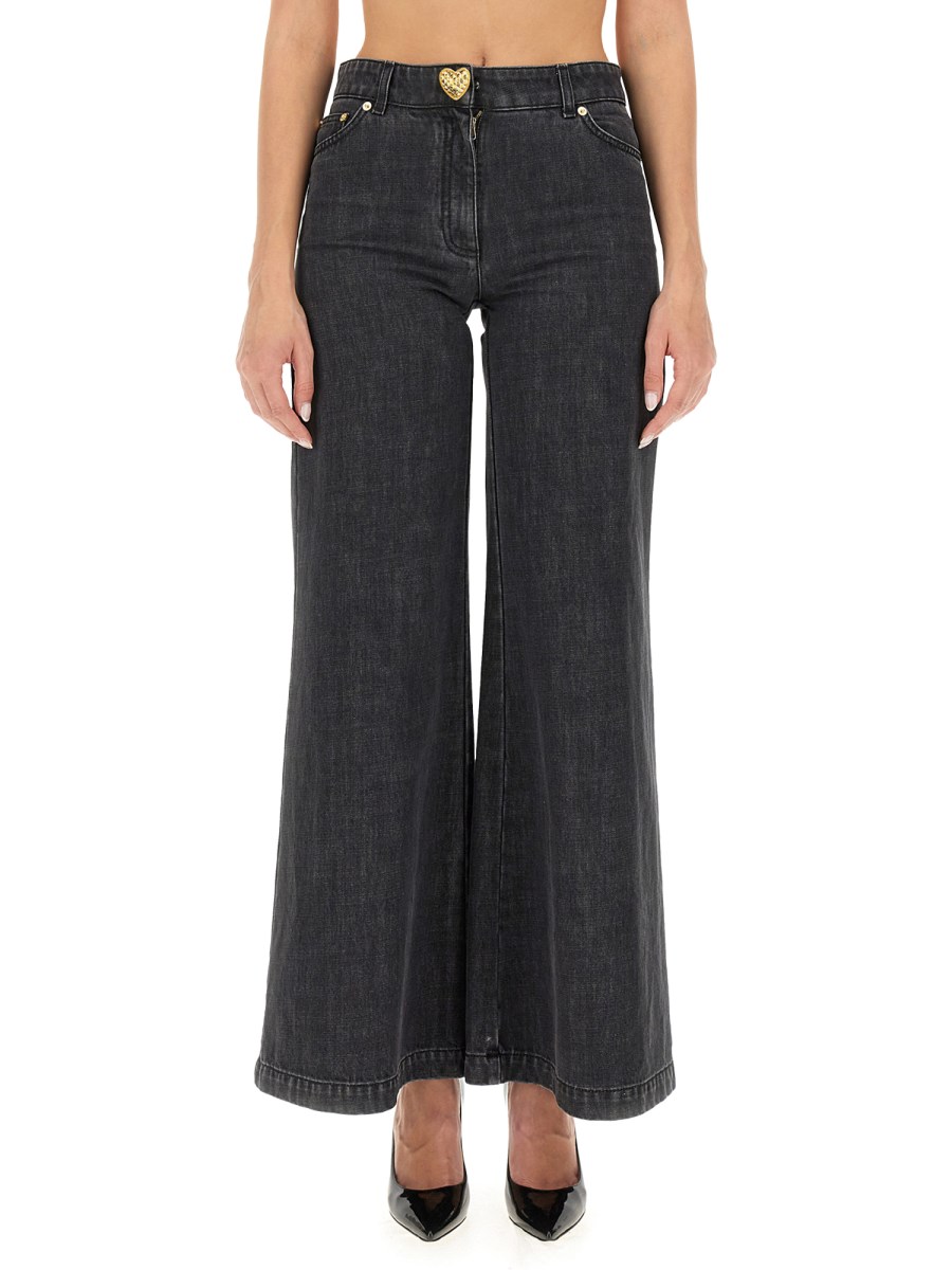 MOSCHINO    WIDE LEG COTTON DENIM JEANS