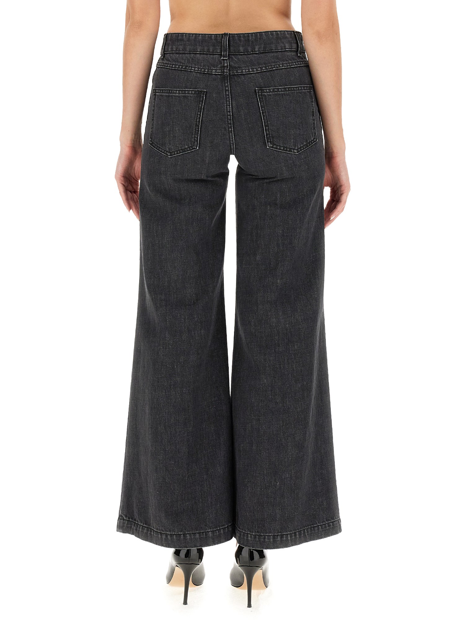 MOSCHINO    WIDE LEG COTTON DENIM JEANS