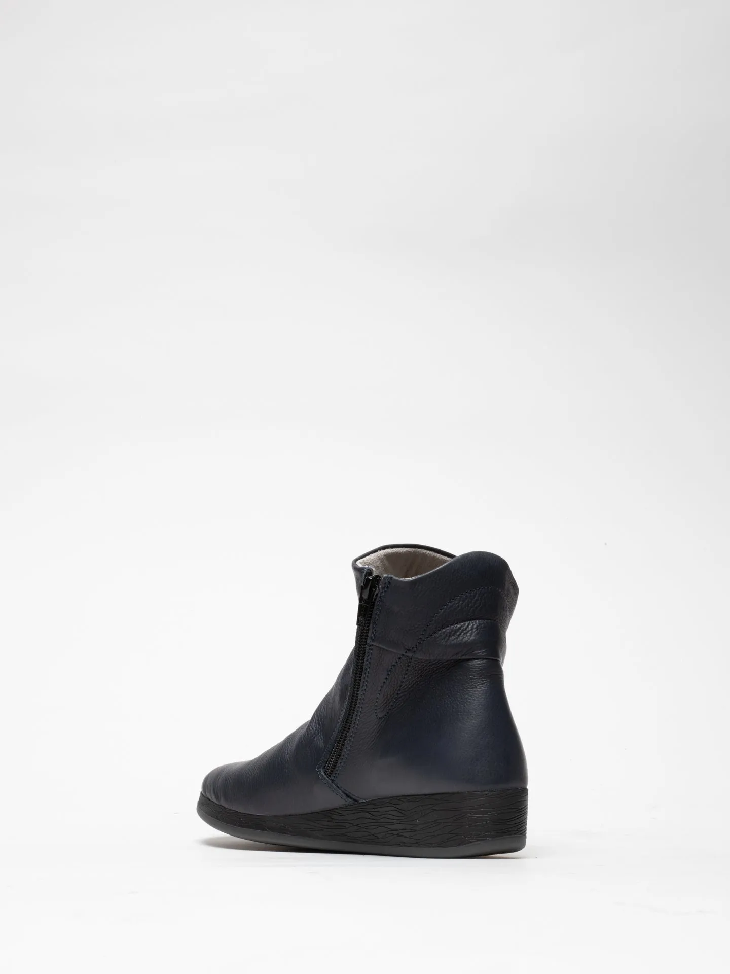 Navy Zip Up Ankle Boots