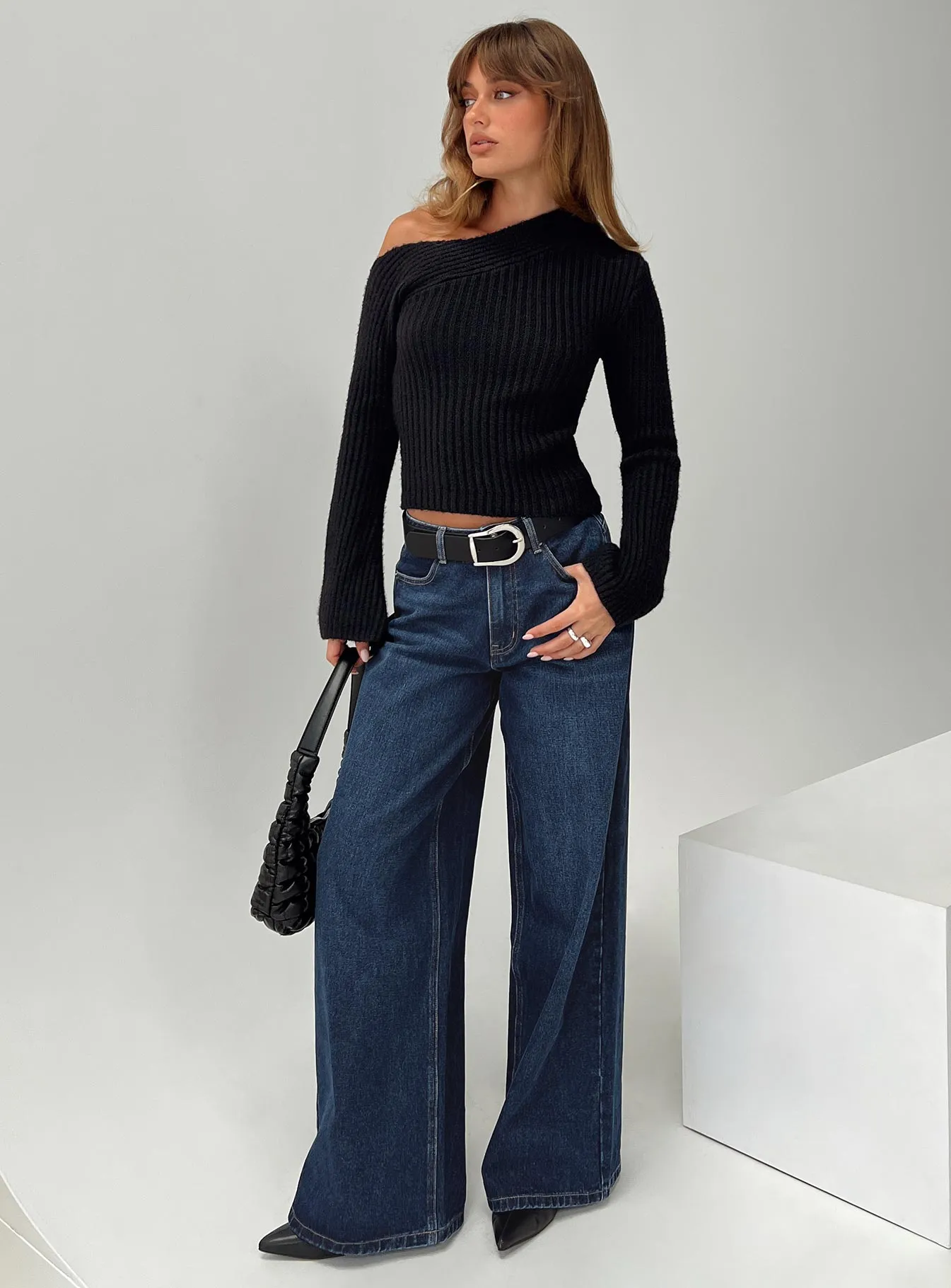 Naylor Wide Leg Jeans Mid Blue Denim Tall