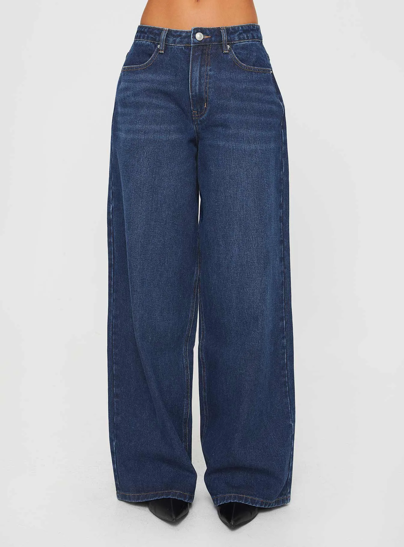 Naylor Wide Leg Jeans Mid Blue Denim Tall