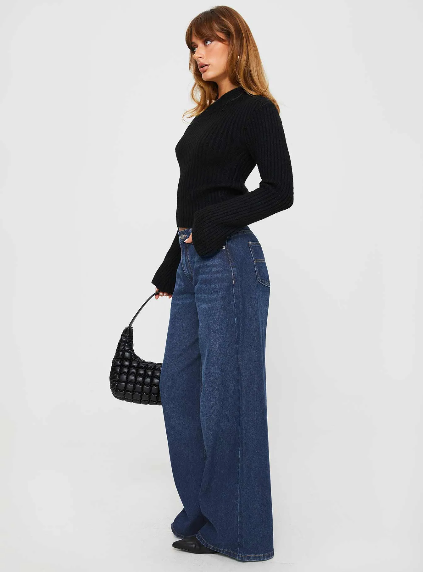 Naylor Wide Leg Jeans Mid Blue Denim Tall