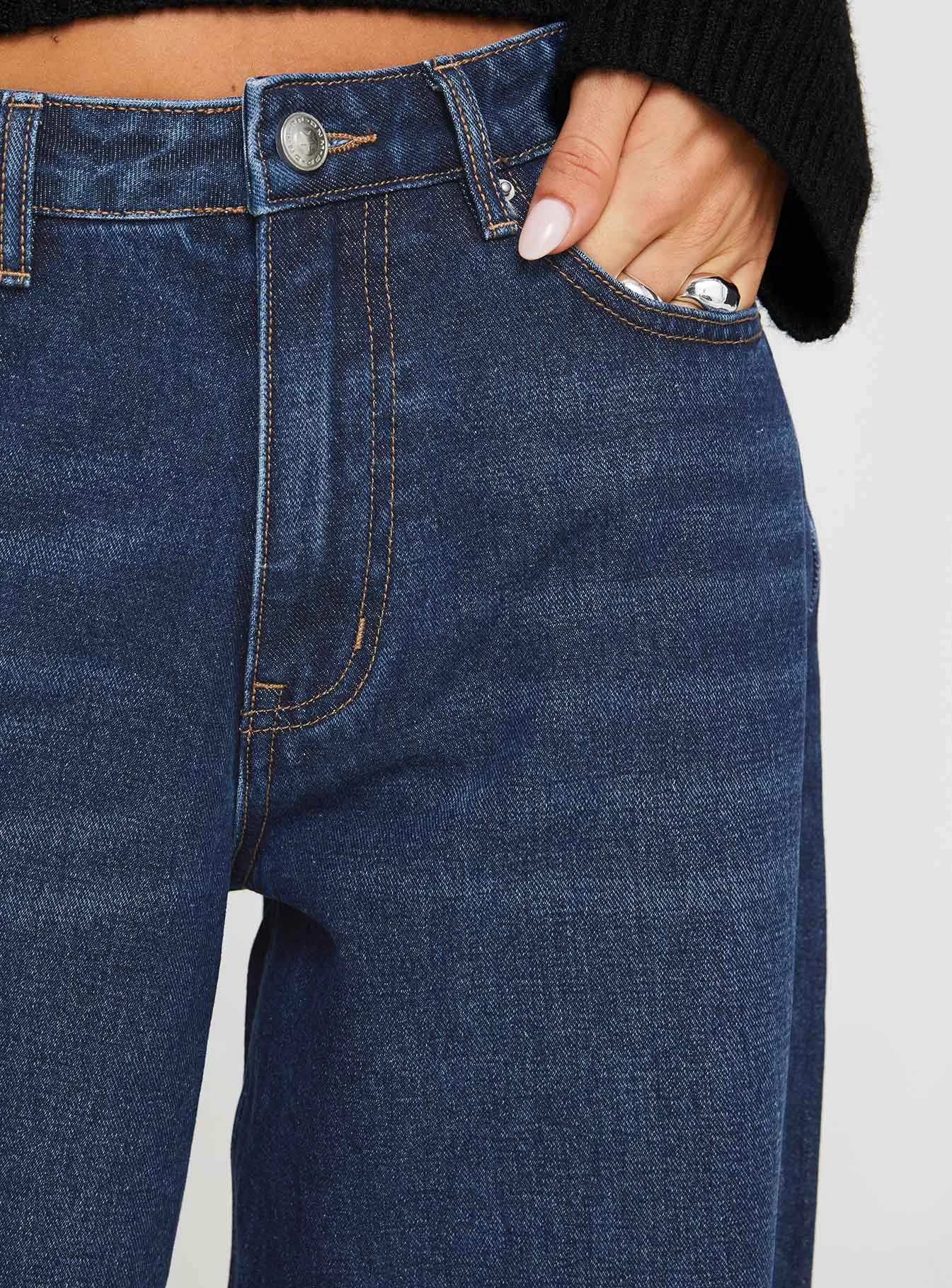 Naylor Wide Leg Jeans Mid Blue Denim Tall