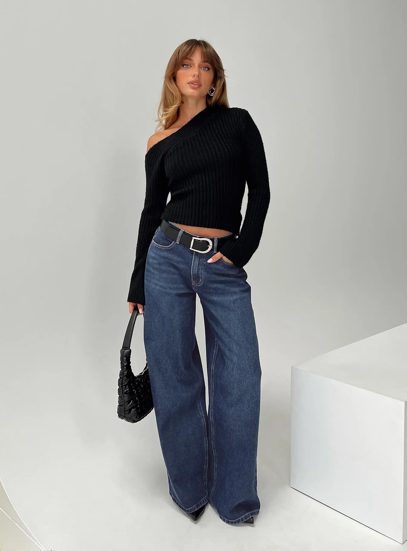 Naylor Wide Leg Jeans Mid Blue Denim Tall