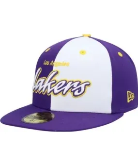 New Era Men's NBA Purple/White Los Angeles Lakers Script Pinwheel 59FIFTY Fitted Hat