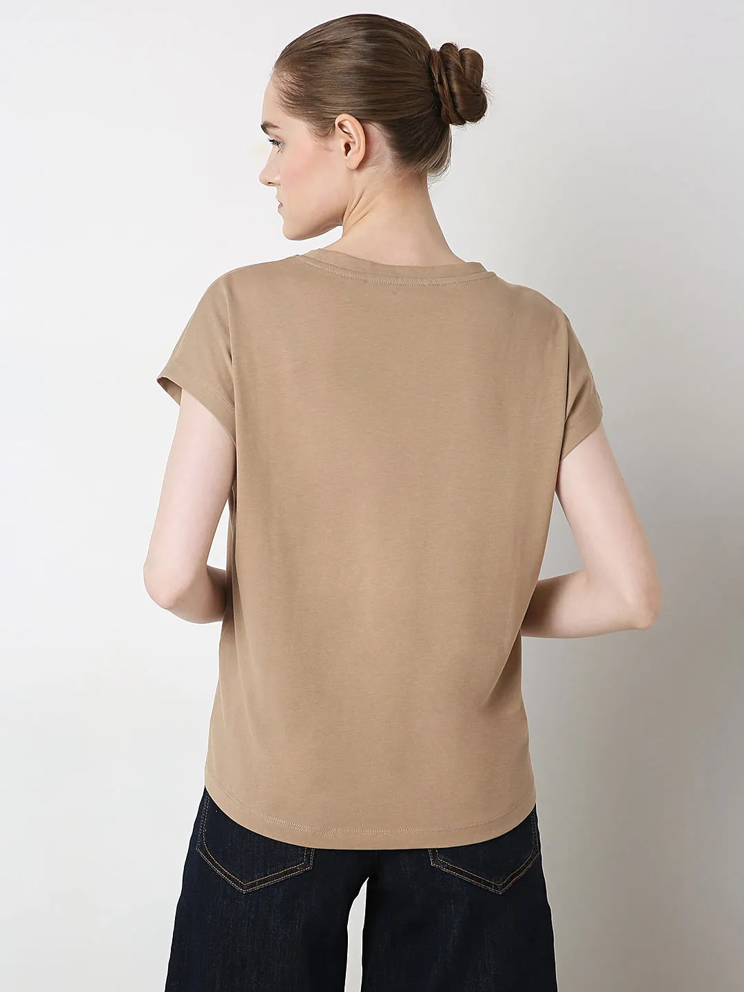 Nude Embroidered Organic Cotton T-shirt