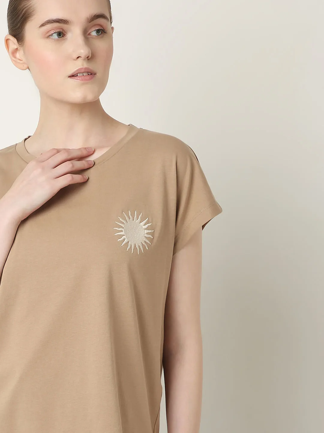 Nude Embroidered Organic Cotton T-shirt