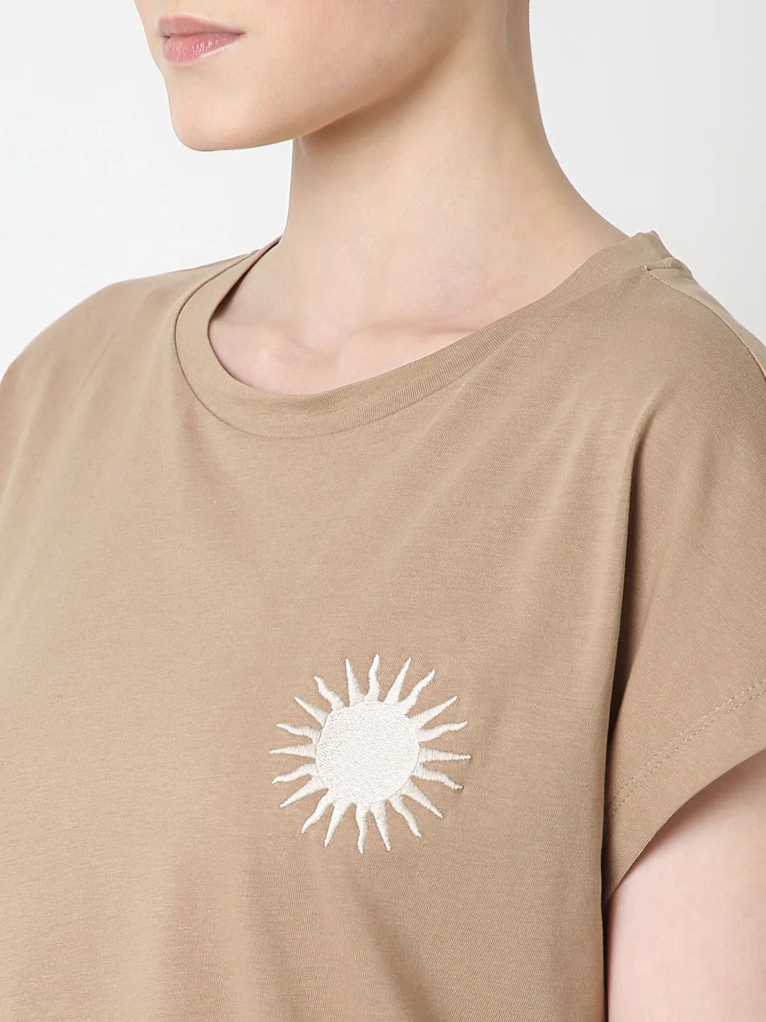 Nude Embroidered Organic Cotton T-shirt