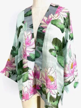 One Hundred Stars Short Kimono/Pink Lilies