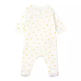 Petit Bateau Organic Cotton Side Snap Footie - Sunshine Print - Cream