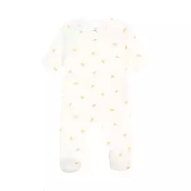 Petit Bateau Organic Cotton Side Snap Footie - Turtle Print - White