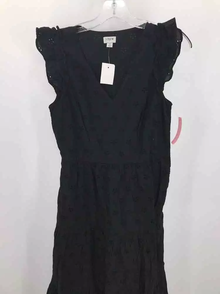 Pre-Owned J Crew Black Size 4 Eyelet Midi Short Sleeve Dress