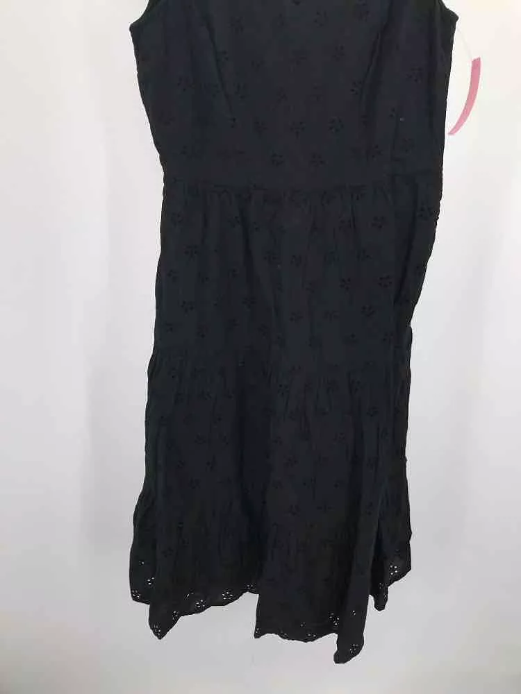 Pre-Owned J Crew Black Size 4 Eyelet Midi Short Sleeve Dress