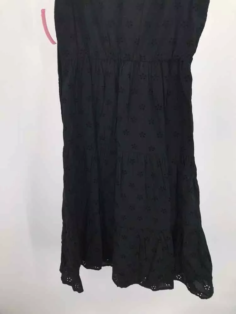 Pre-Owned J Crew Black Size 4 Eyelet Midi Short Sleeve Dress