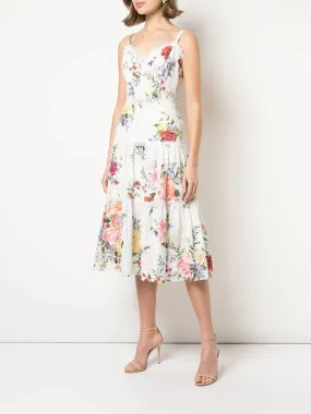 Printed Sleeveless Eyelet Midi